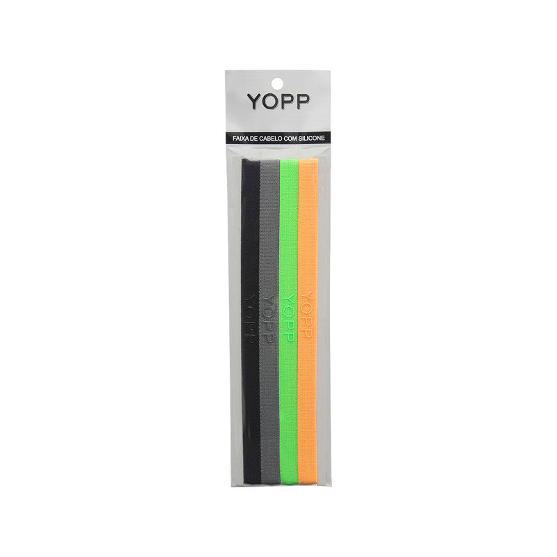 Faixa De Cabelo c/ Silicone Antideslizante Yopp Laranja e Verde (4 un)