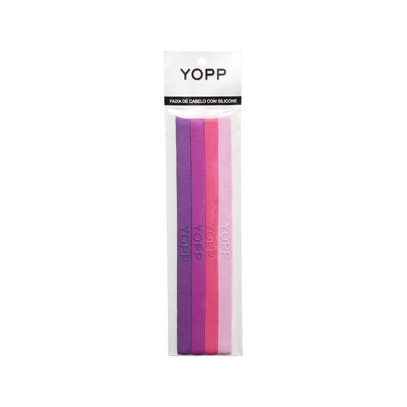 Faixa De Cabelo c/ Silicone Antideslizante Yopp Tons Rosa (4 un)