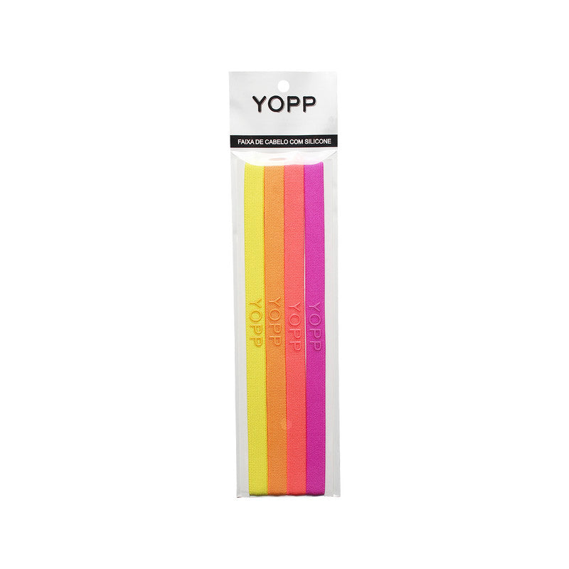 Faixa De Cabelo c/ Silicone Antideslizante Yopp Violeta e Amarelo (4 un)